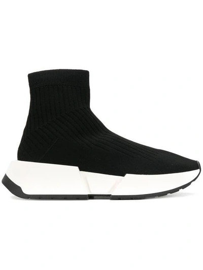 Shop Mm6 Maison Margiela Ankle-length Sock Sneakers - Black