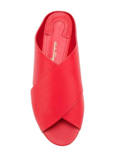 Shop Ferragamo Crossover Strap Sandals In Red