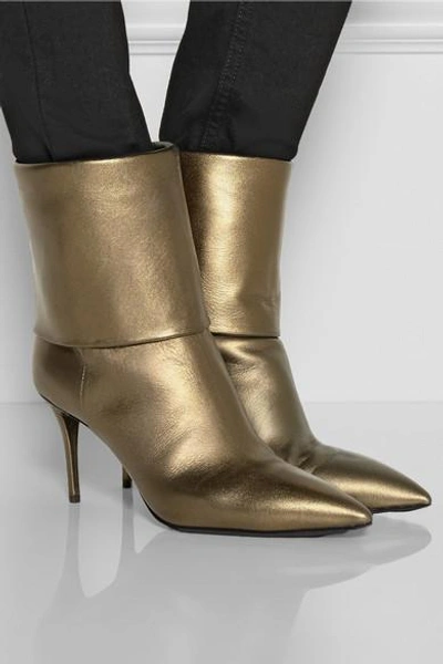 Shop Giuseppe Zanotti Yvette Metallic Leather Ankle Boots In Gold