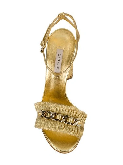 Shop Casadei Chain-trimmed Sandals In Metallic