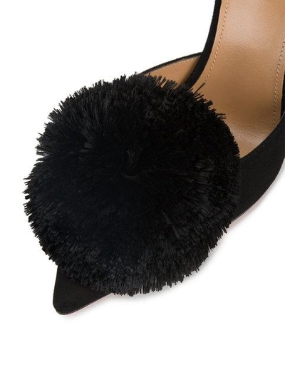 Shop Aquazzura Black Powder Puff 105 Suede Slingbacks