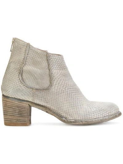 Shop Officine Creative Printed Leather Ankle Boots - Grey
