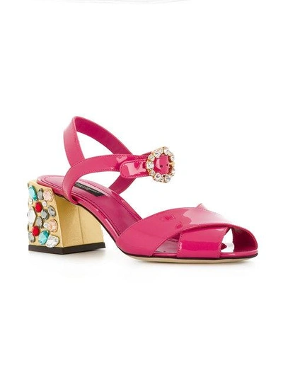 Shop Dolce & Gabbana Embellished Heel Sandals In Pink