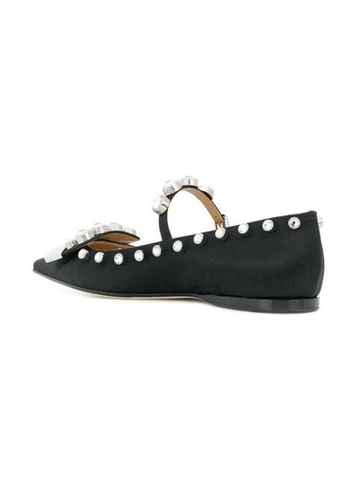 Shop Sergio Rossi Pointed Toe Ballerinas In Black