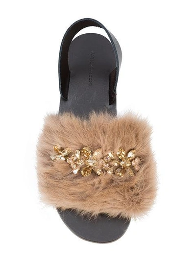 Shop Fabio Rusconi Gem And Fur Embellished Sandals