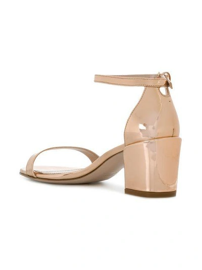 Shop Stuart Weitzman Ankle Strap Sandals - Metallic