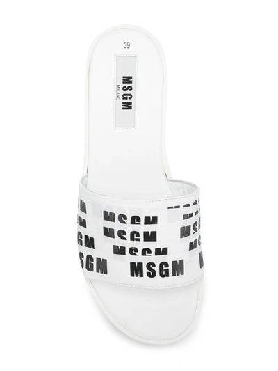 Shop Msgm Logo Ribbon Wedge Slides - White