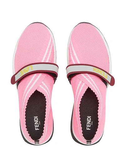 Shop Fendi Perforated Touch Strap Sneakers In Pink