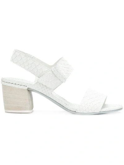 Shop Del Carlo Embossed Detail Sandals - White