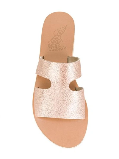 Shop Ancient Greek Sandals Apteros Metallic Sandals In Pink
