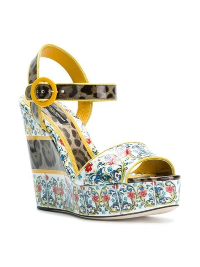 Shop Dolce & Gabbana Majolica Print Wedges In Multicolour