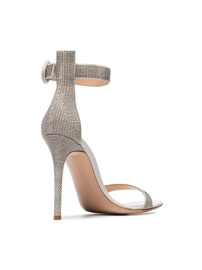 Shop Gianvito Rossi White Crystal 105 Leather Sandal