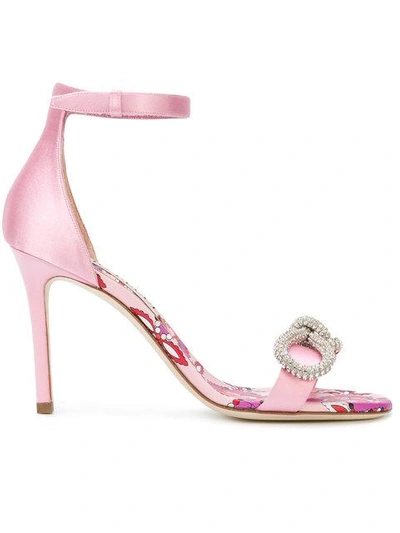 Shop Emilio Pucci Gemstone Bow Front Sandals In Pink