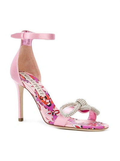 Shop Emilio Pucci Gemstone Bow Front Sandals In Pink