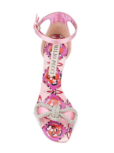 Shop Emilio Pucci Gemstone Bow Front Sandals In Pink