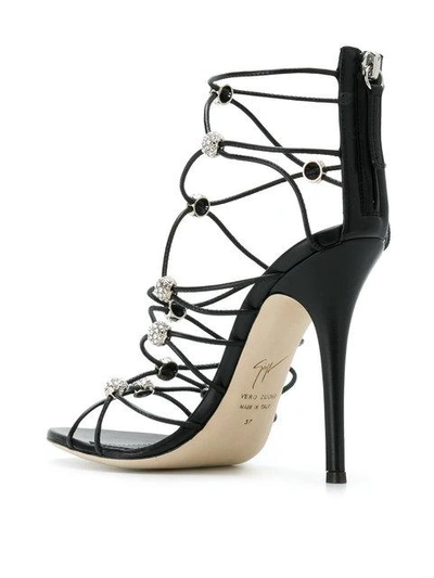 Shop Giuseppe Zanotti Strappy Crystal Sandals In Black