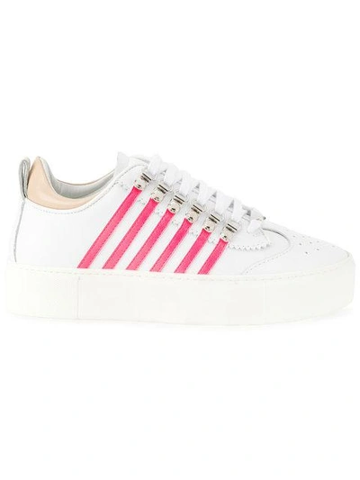 Shop Dsquared2 Platform Sneakers With Side Stripes - White