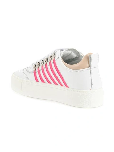 Shop Dsquared2 Platform Sneakers With Side Stripes - White