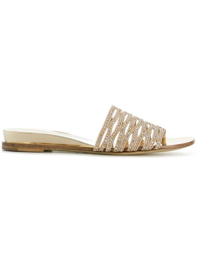Shop Casadei Crystal-embellished Sandals