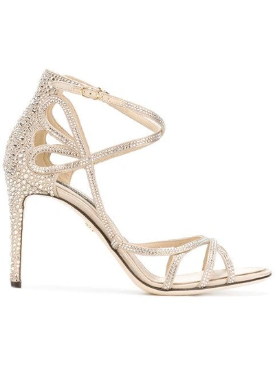 Shop Dolce & Gabbana Keira Rhinestone Embellished Sandals In Metallic