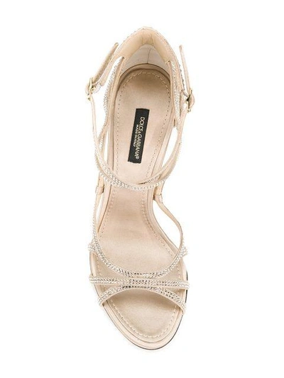 Shop Dolce & Gabbana Keira Rhinestone Embellished Sandals In Metallic