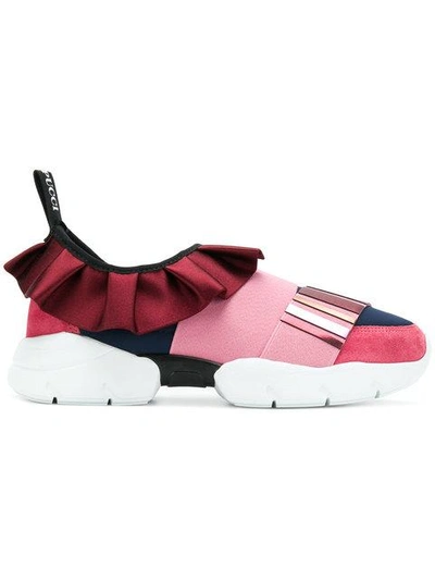 Shop Emilio Pucci Low Ruffle Sneakers - Pink