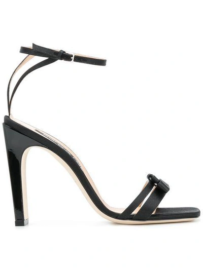 Shop Sergio Rossi Satin Ankle Strap High Heeled Sandal In Black