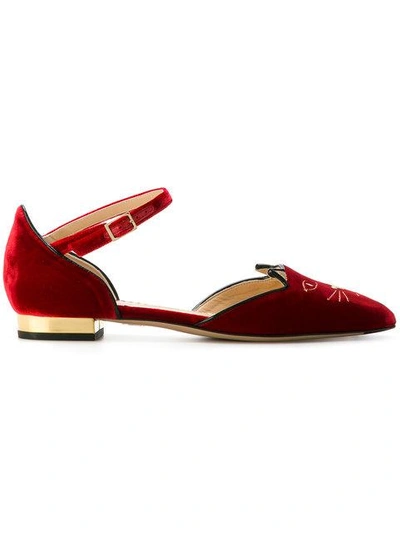 Shop Charlotte Olympia Midcentury Kitty Dorsaye Ballerina Shoes - Red