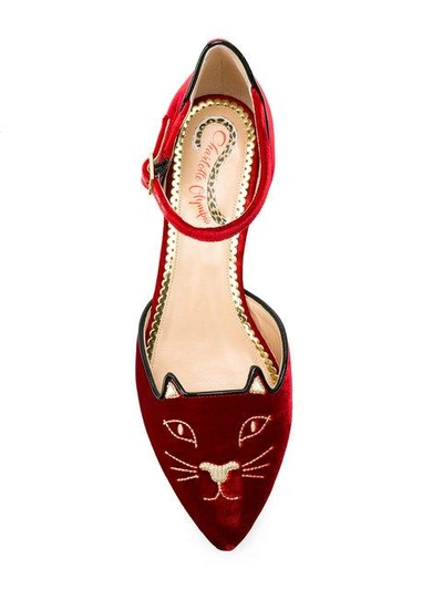 Shop Charlotte Olympia Midcentury Kitty Dorsaye Ballerina Shoes - Red