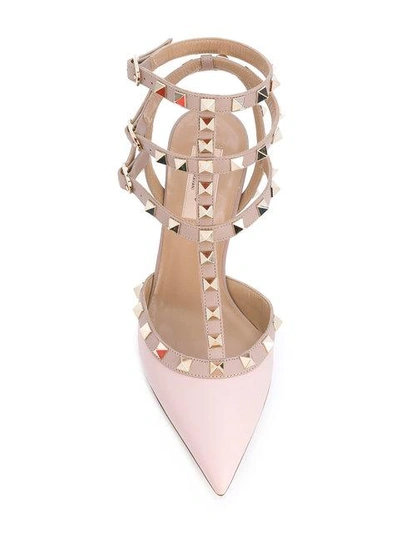 Valentino 65mm Rockstud Patent Leather Pumps In Pink