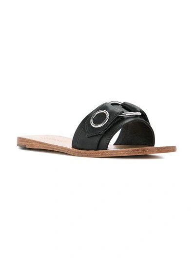 Senso Bobby Eyelet Slider Sandals In Black