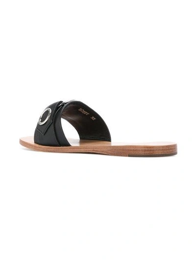Senso Bobby Eyelet Slider Sandals In Black