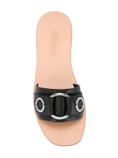 Shop Senso Bobby Eyelet Slider Sandals In Black