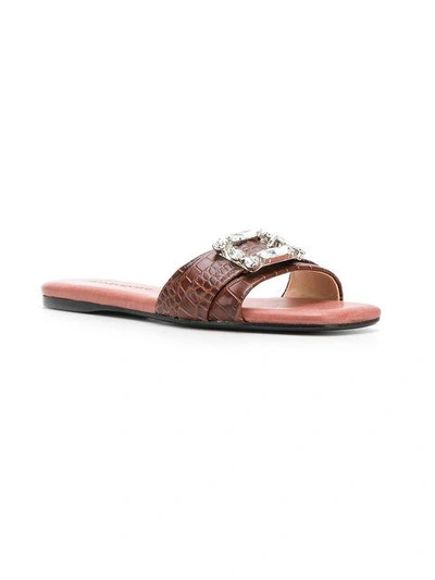 Shop Anna Baiguera Cocco Slides In Brown