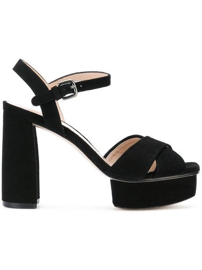 Shop Stuart Weitzman Exposed Platform Sandals - Black