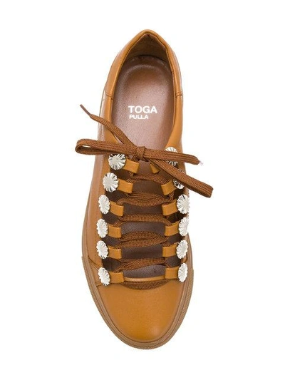 Shop Toga Lace-up Sneakers In Brown