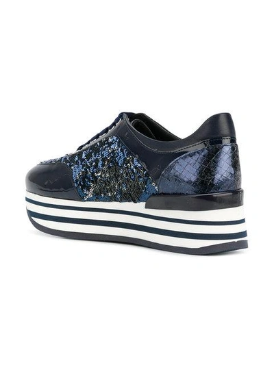 Shop Baldinini Platform Lace-up Sneakers In Blue