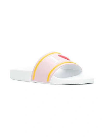 Shop Dolce & Gabbana Front Printed Slippers In Pink