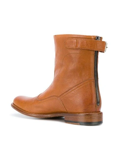 Shop Paul Smith Buckle Detail Ankle Boots In Tan 62
