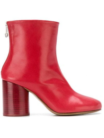 Shop Maison Margiela Round Toe Ankle Boots In Red