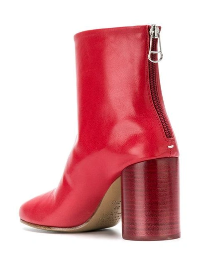 Shop Maison Margiela Round Toe Ankle Boots In Red