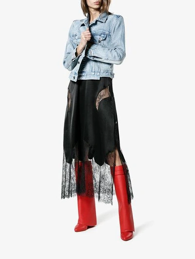 Givenchy Red Leather Shark Lock 90 Knee Boots | ModeSens