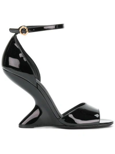 Shop Ferragamo Sculpted Heel Sandals In Black