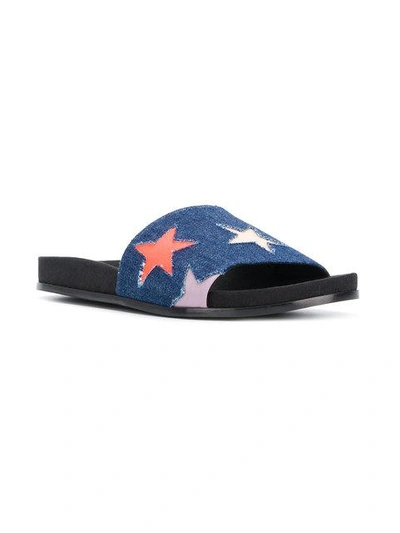 Shop Stella Mccartney Stars Denim Slides In Blue