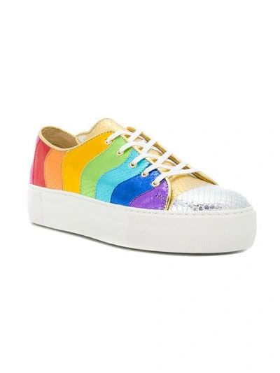 Shop Charlotte Olympia Metallic Purrrfect Sneakers In Multicolour