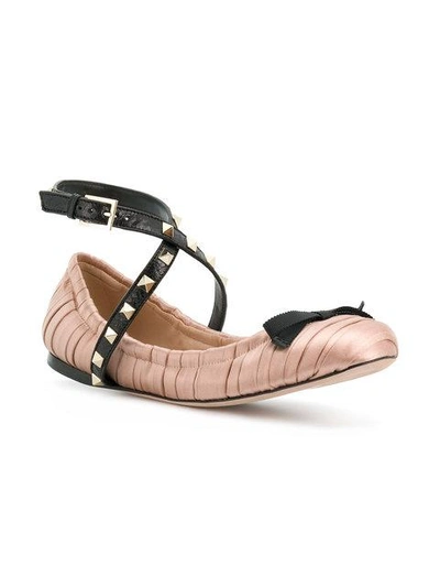 Shop Valentino Garavani Rockstud Ballerinas - Neutrals