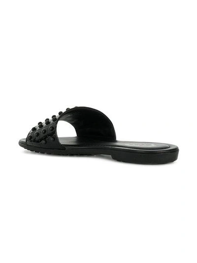 Shop Tod's Studded Slides In Black