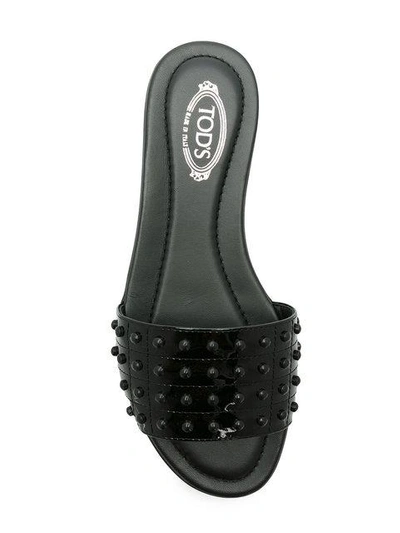 Shop Tod's Studded Slides In Black