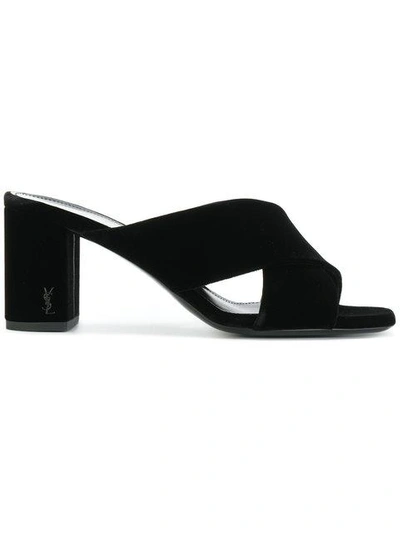 Shop Saint Laurent Loulou Slide Mules In Black