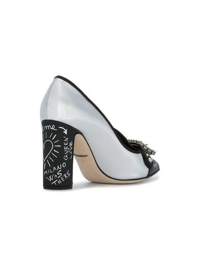 Shop Dolce & Gabbana Silver Leather Bellucci 95 Pumps In Black